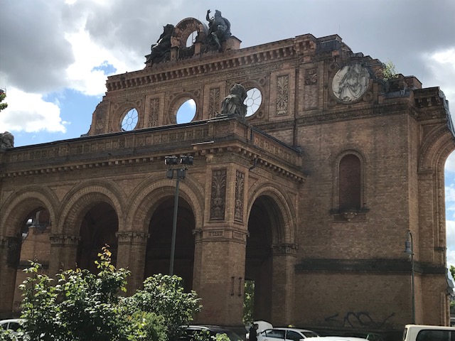 The shattered facade to Anhalter railway station in Berlin is a grim reminder of World War Two