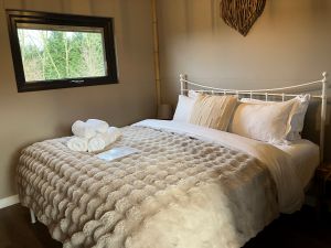 Ultra comfortable bed at Birdholme Glamping